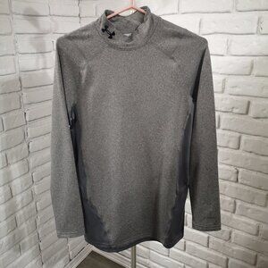 Under Armour Fitted Men's Size Small Grey Fleece Lined Mock Neck Cold Gear Top